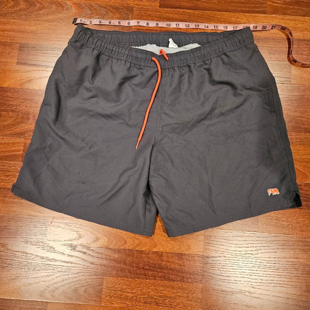 The Normal Brand Swim Trunks - Size XL Charcoal Gray with Orange Accents